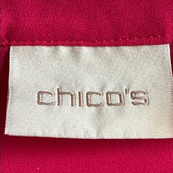 Chico's fuchsia flutter sleeve top with V-neck, elastic waist, size 3 (XL/16) - Picture 5 of 8